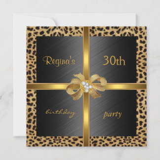 Einladung Elegant 30. Geburtstag Leopard Gold