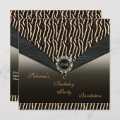 Einladung Elegant 30. Metal Black Jewel Animal (Vorne/Hinten)