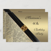 Einladung Elegant 40. Geburtstag Bronze Metal (Vorne/Hinten)