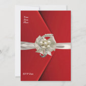 Einladung Elegant 40. Red Velvet Pearl Jewel Bow (Rückseite)