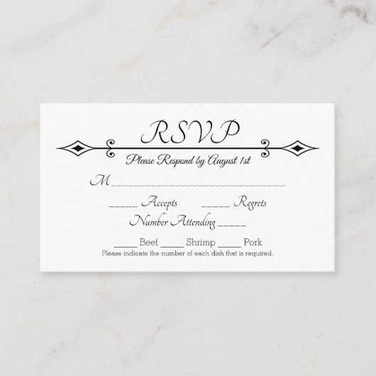Einladung Elegant Black Lace Wedding RSVP (Vorderseite)