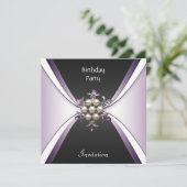 Einladung Elegant Geburtstag Mauve Black Jewel (Stehend Vorderseite)