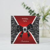 Einladung Elegant Geburtstag Red Wild Black Jewel (Stehend Vorderseite)