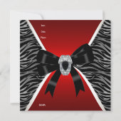 Einladung Elegant Geburtstag Red Wild Black Jewel (Rückseite)