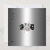 Einladung Elegant Geburtstag Silver Jewel Diamond (Rückseite)