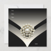 Einladung Elegant Geburtstagsparty Pearl Black (Rückseite)