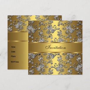 Einladung Elegant Klassisch Gold Prägedruck Blumen