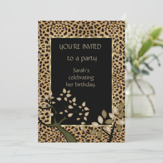 Einladung Elegant Leopard Tree Floral (Stehend Vorderseite)