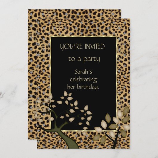 Einladung Elegant Leopard Tree Floral (Vorne/Hinten)