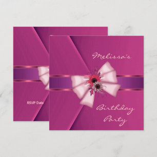 Einladung Elegant Rosa Samt Blumenband 2