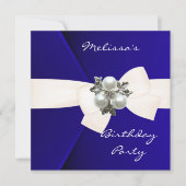 Einladung Elegant Royal Blue Velvet Pearl (Vorderseite)