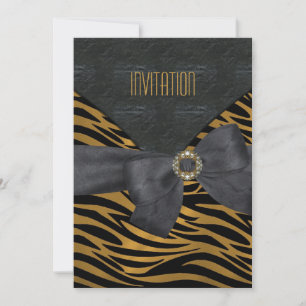 Einladung Elegant Schwarz Gold Tierstreifen Schmuc