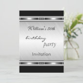 Einladung Elegant Silver 50. Geburtstagsparty (Stehend Vorderseite)