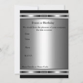 Einladung Elegant Silver Black 50. Geburtstag (Rückseite)