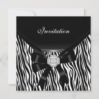 Einladung Elegant Silver Schwarz-weiß Jewel Zebra
