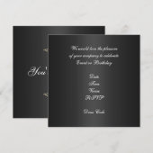 Einladung Elegante Birthday Black Gold Trim (Vorne/Hinten)