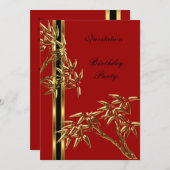 Einladung Elegante Geburtstagsparty Asian Bamboo (Vorne/Hinten)