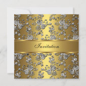 Einladung Elegante Klasse Gold Embossed Blumen (Vorderseite)