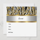 Einladung Elegante Klasse Gold Schwarz Zebra Blume (Rückseite)
