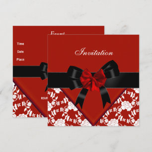 Einladung Elegante Klasse Rote Schwarz Weiße Flora