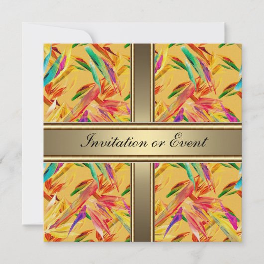 Einladung Elegante Vintage Blume Gelb (Vorderseite)