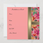 Einladung Elegante Vintage Blume Rosa (Rückseite)