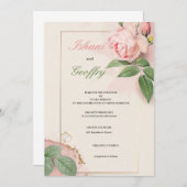 EINLADUNG ELEGANTER UND NIEDLICHER PINK-WEDDBLUMEN (Vorne/Hinten)