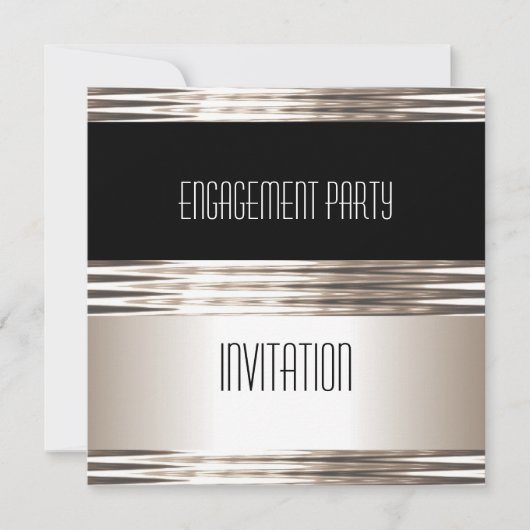 Einladung Engagement Partei Art Deco Creme Schwarz (Vorderseite)
