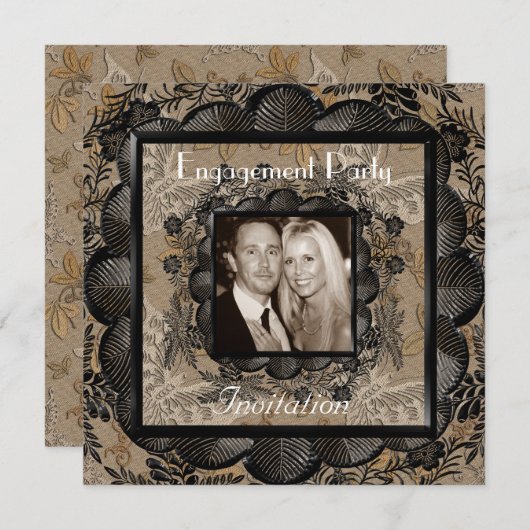 Einladung Engagement Partei schwarz braune Spitzen (Vorne/Hinten)