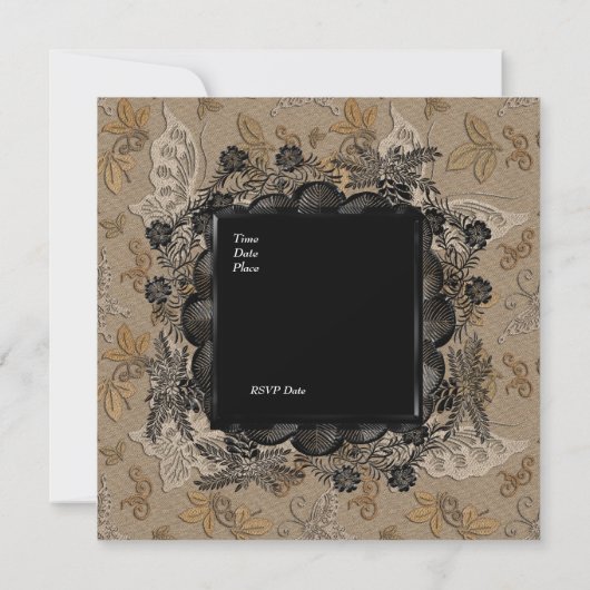 Einladung Engagement Partei schwarz braune Spitzen (Rückseite)