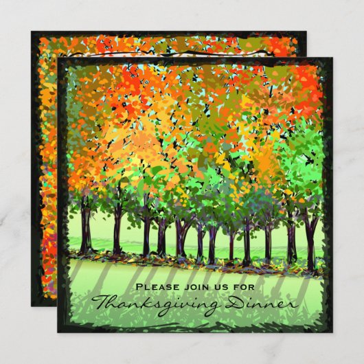 Einladung - Erntedank-Abendessen - Fall-Bäume (Vorne/Hinten)
