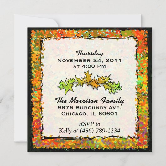 Einladung - Erntedank-Abendessen - Fall-Bäume (Rückseite)