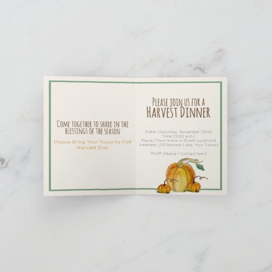 Einladung: Erntedankfest für Kürbis Einladung (Innenseite)