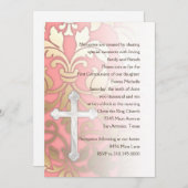 Einladung Erste Kommune Damask und Cross Pink (Vorne/Hinten)