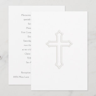 Einladung Erste Kommune "Embossed" Cross