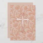 Einladung Erste Kommune "Embossed" Cross (Vorne/Hinten)