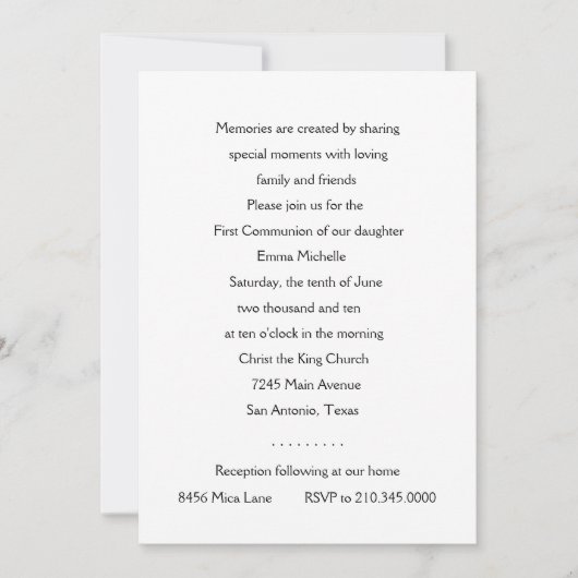 Einladung Erste Kommune Silberkreuz (Vorderseite)