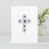 Einladung Erste Kommune Verziertes Silberkreuz (Stehend Vorderseite)