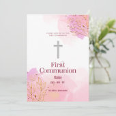 Einladung Erste Kommunion Aquarelle Randlinie 2 (Stehend Vorderseite)