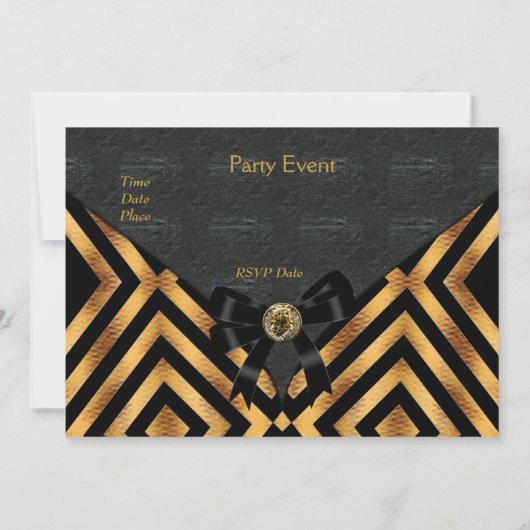 Einladung Exotic Gold Black Stripe Leder (Rückseite)