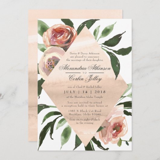 EINLADUNG | Farbe des Wassers Blush (Vorne/Hinten)