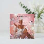 Einladung Feier Showgirl Pink (Stehend Vorderseite)