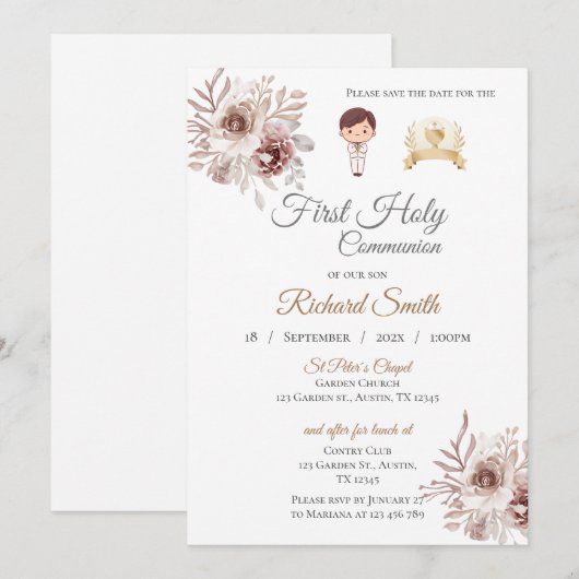 Einladung First Boy Communion (Vorne/Hinten)