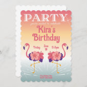 Einladung Flamingo Sonnenuntergang, individuelle E (Vorne/Hinten)