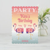 Einladung Flamingo Sonnenuntergang, individuelle E (Stehend Vorderseite)