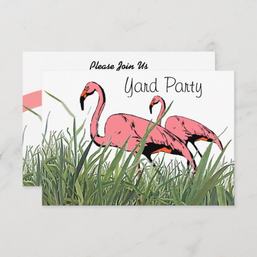 Einladung Flamingos Yard Vögel Hintergrund Party S (Vorne/Hinten)