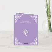Einladung Floral Cross Christening Lilac (Rückseite)