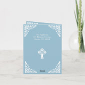 Einladung Floral Cross Christening Sky Blue (Rückseite)