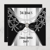 Einladung formales Abendessen Schwarz-weißer Silbe (Vorne/Hinten)
