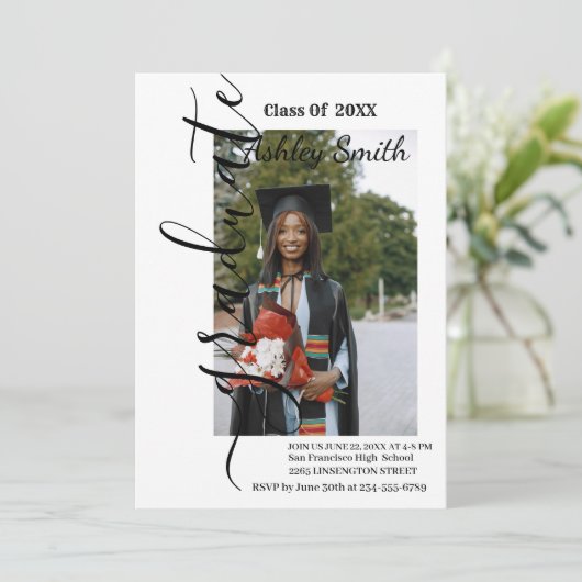 Einladung Foto Abschluss (Stehend Vorderseite)